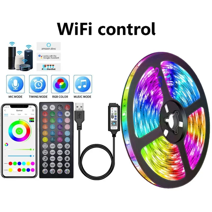 USB RGB LED Strip Lights with App Control for Room &amp; TV Backlighting Decor