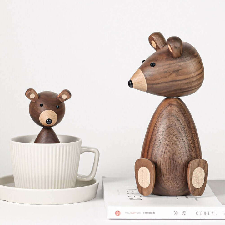 Danish Wood Brown Bear Family Ornaments