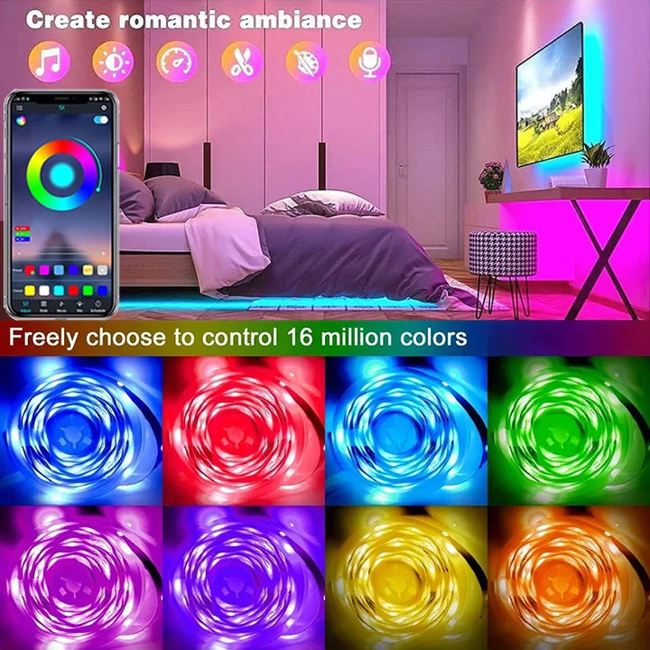 USB RGB LED Strip Lights with App Control for Room &amp; TV Backlighting Decor