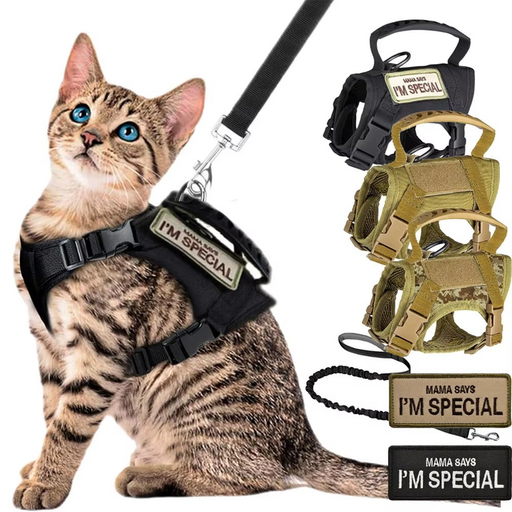 Adjustable Tactical Pet Harness with Control Handle for Cats and Large Dogs