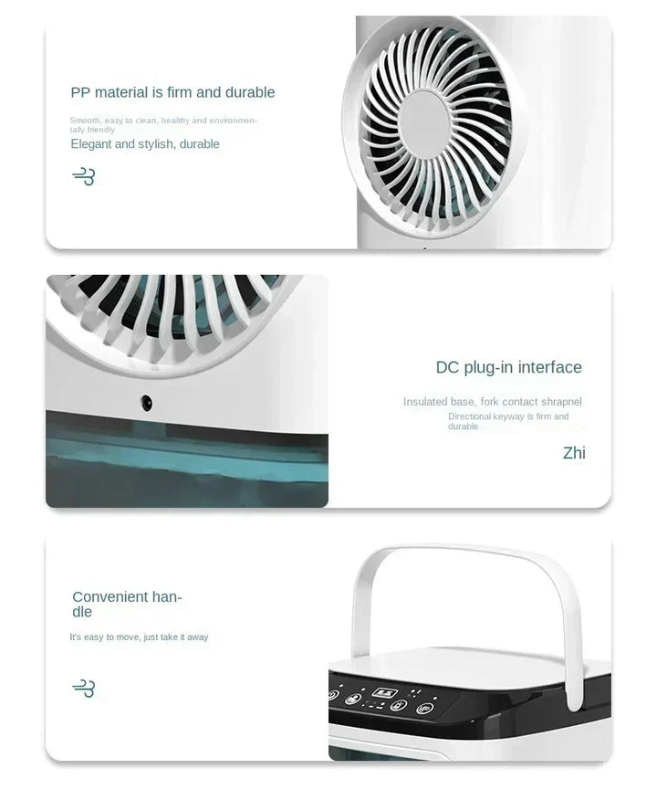 Portable Desktop Air Conditioner Fan – Dual Spray Ultrasonic Humidifier, 3-Speed Silent Air Cooler with Night Light for Home |