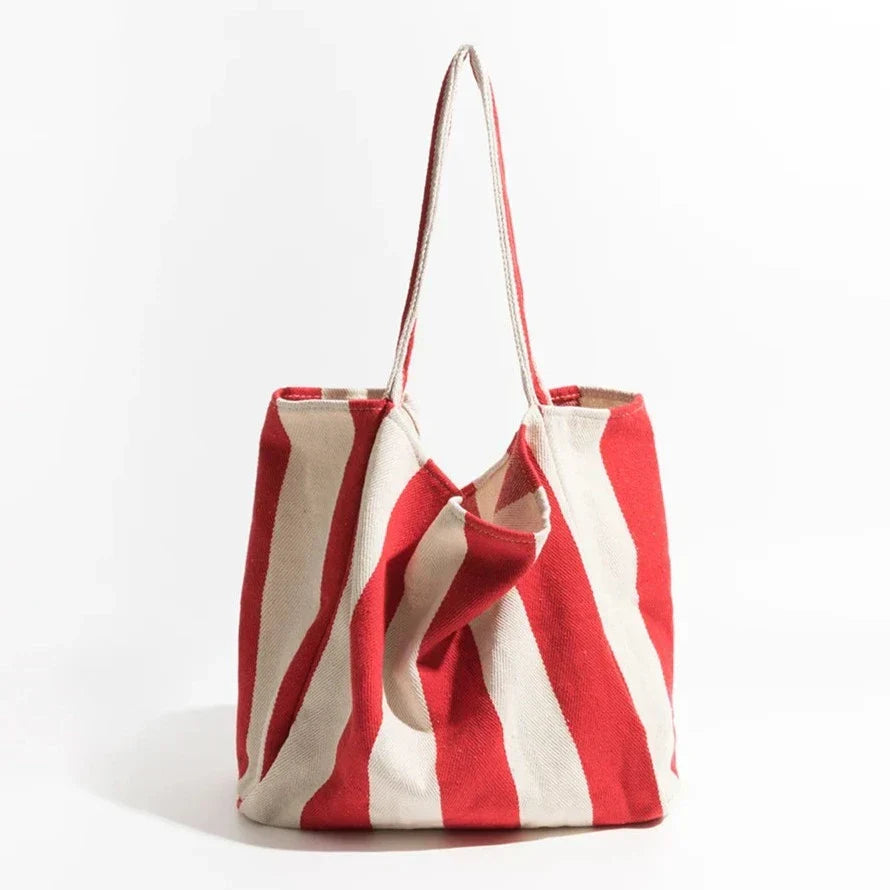 Striped linen tote bag
