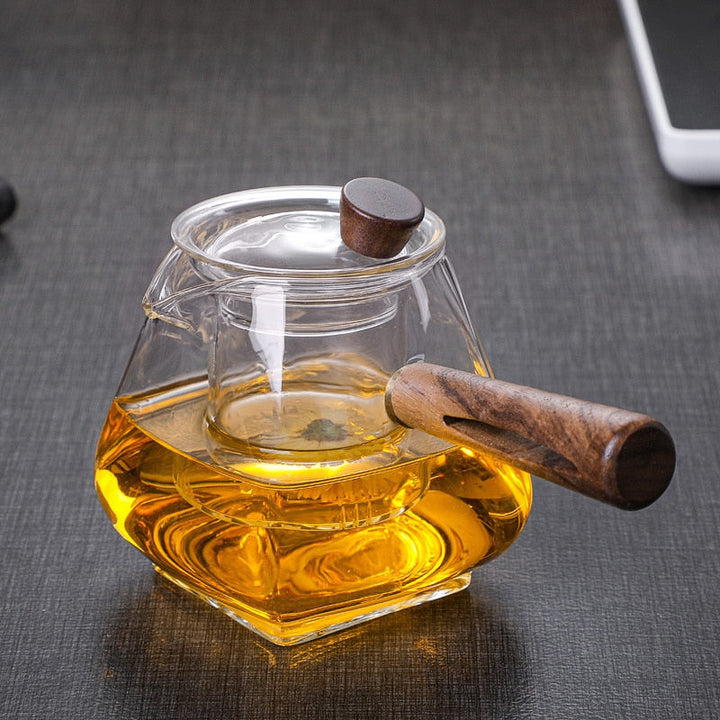 Japanese Glass Teapot with Wooden Handle, Boiling Teapot, Electric Ceramic Stove, Tea Maker, High-Quality Tea Set, Heat-Resistant Teapot, 700 ml