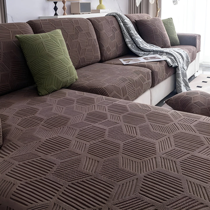 Jacquard Sofa Cover with Geometric Pattern – Soft &amp; Pet-Friendly | Perfect for Protection and Cozy Living Spaces |