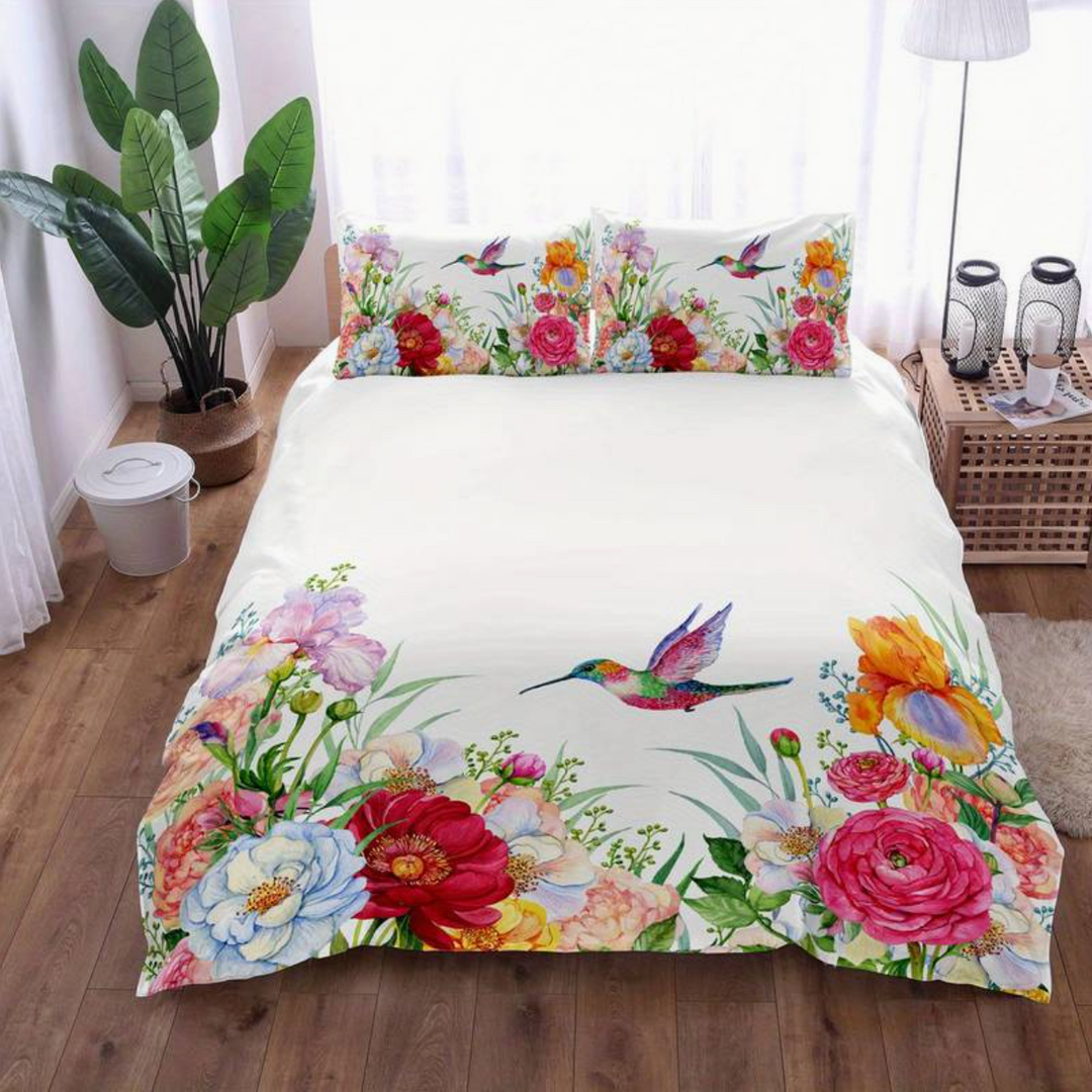 colourful Flowers Aura Duvet with Pillowcases