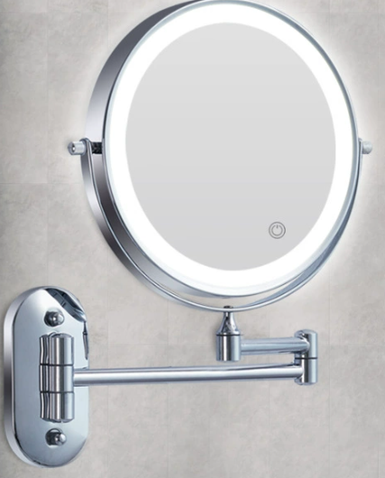 Black LED Rechargeable Makeup Mirror – 3-colour Light