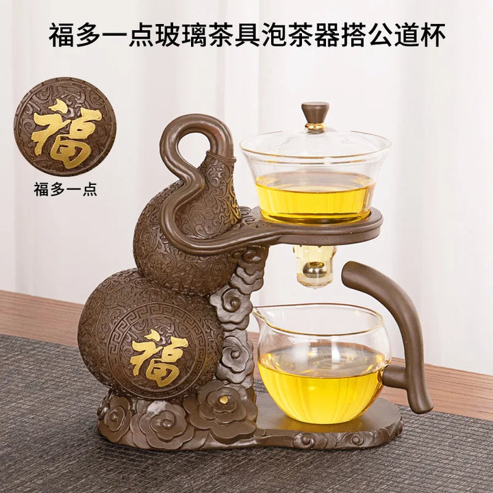 Kung Fu Teapot Household Magnetic Extraction Semi-Automatic Lazy Tea Preparation Tool Glass Tea Set