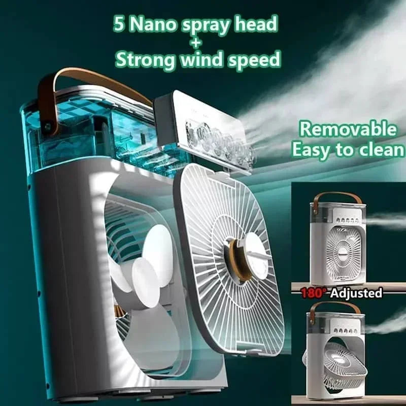 3 In 1 Fan AIr Conditioner Household Small Air Cooler LED Night Light Portable Humidifier Air Adjustment Fan Office Home Fan New |