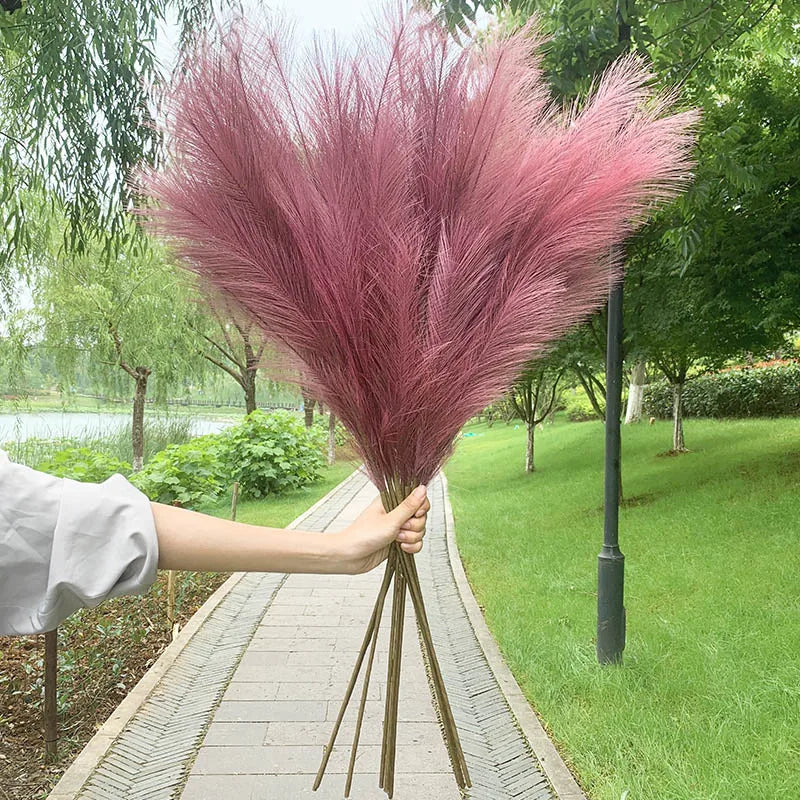 5 pieces 100 cm Artificial Pampas Grass Dried Flower Bouquet Wedding Party Decoration Home Room DIY Artificial Plants Decoration Supplies