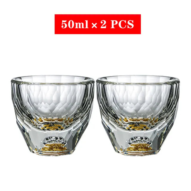 Crystal Glass Whiskey Glasses Bar Liqueur Sphere Cups Sake and Shochu Double-Walled Thick Bottoms Small Capacity Tea Cups