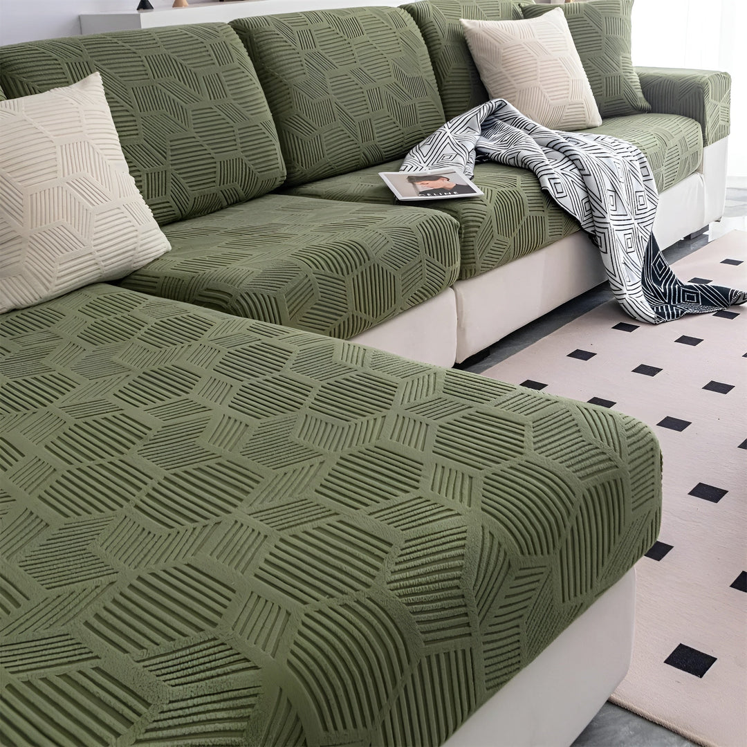 Jacquard Sofa Cover with Geometric Pattern – Soft &amp; Pet-Friendly | Perfect for Protection and Cozy Living Spaces |