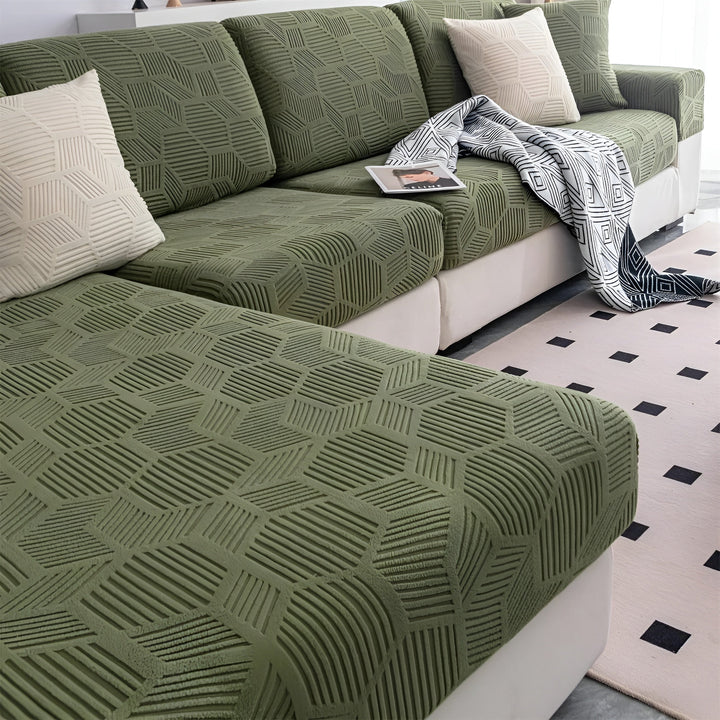 Jacquard Sofa Cover with Geometric Pattern – Soft &amp; Pet-Friendly | Perfect for Protection and Cozy Living Spaces |