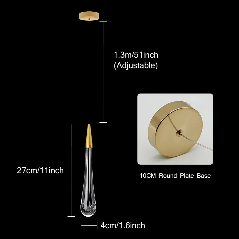 Crystal LED Pendant Lights: Perfect for Bedroom, Dining Room, Bar - Water Drop Chandelier, Stair Lamp for Interior Decoration