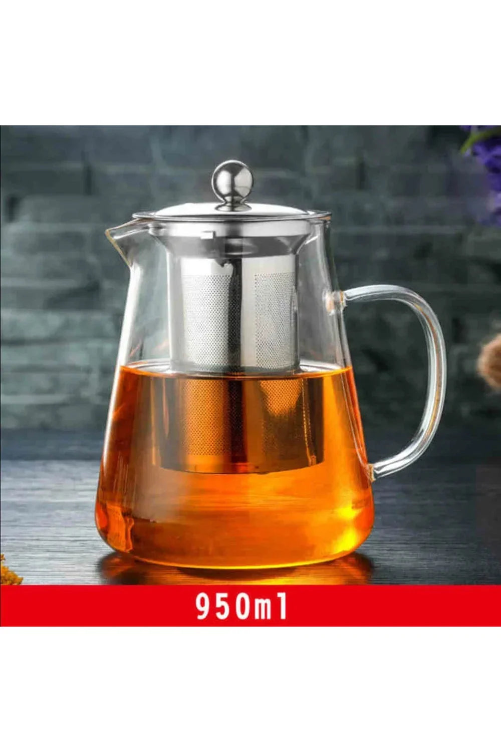 Stainless Steel Infuser Glass Teapot