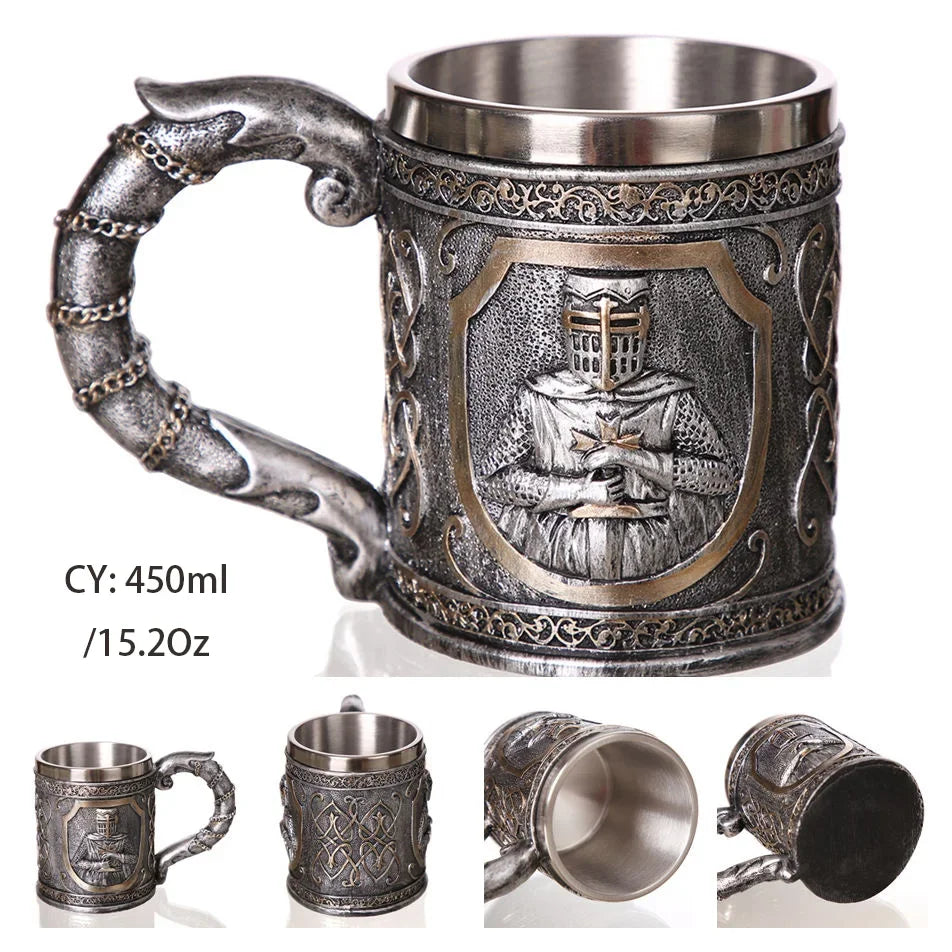 Medieval Dragon Resin Stainless Steel Mug as Coffee Mug or Tea Mug