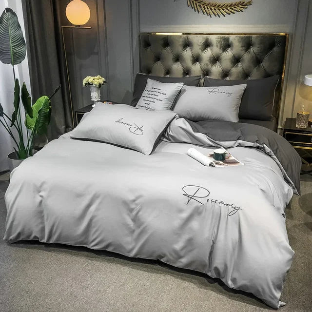 EmbroiLux Bedding - Elegant luxury duvet cover with embroidery design