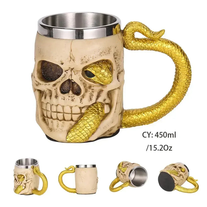 Medieval Dragon Resin Stainless Steel Mug as Coffee Mug or Tea Mug