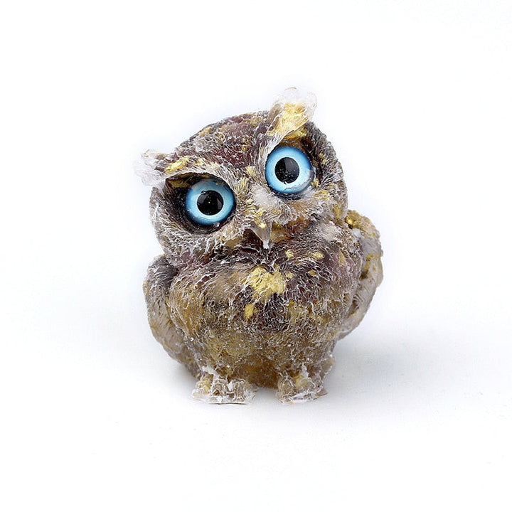 Natural Crystal Owl Figurine: Handmade Collector&