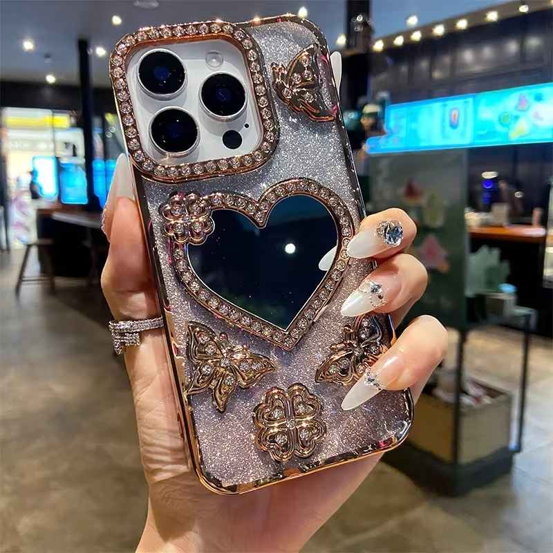 Butterfly Glitter Diamond Mirror Case for iPhone