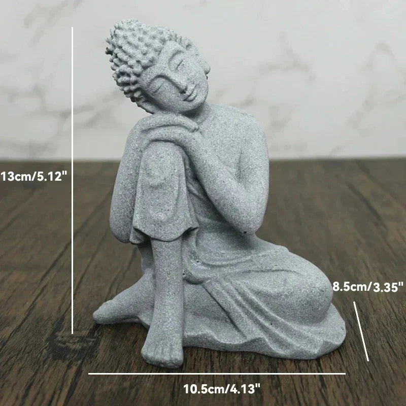 Buddha Stone Statue Small Buddhist Monks Tibetan Buddhism Figures Zen Garden Ornament Meditation Home Aquarium Decoration