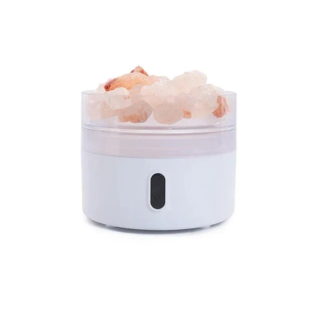 Salt Lamp Diffuser - USB Ultrasonic Essential Oil Humidifier with Himalayan Salt Crystals &amp; Night Light