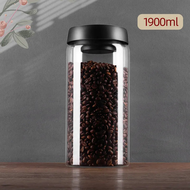 GIANXI Vacuum Sealed Jug, Coffee Beans, Glass, Airtight Canister, Food, Grains, Sweets, Fresh Keeping Container, Kitchen Accessories