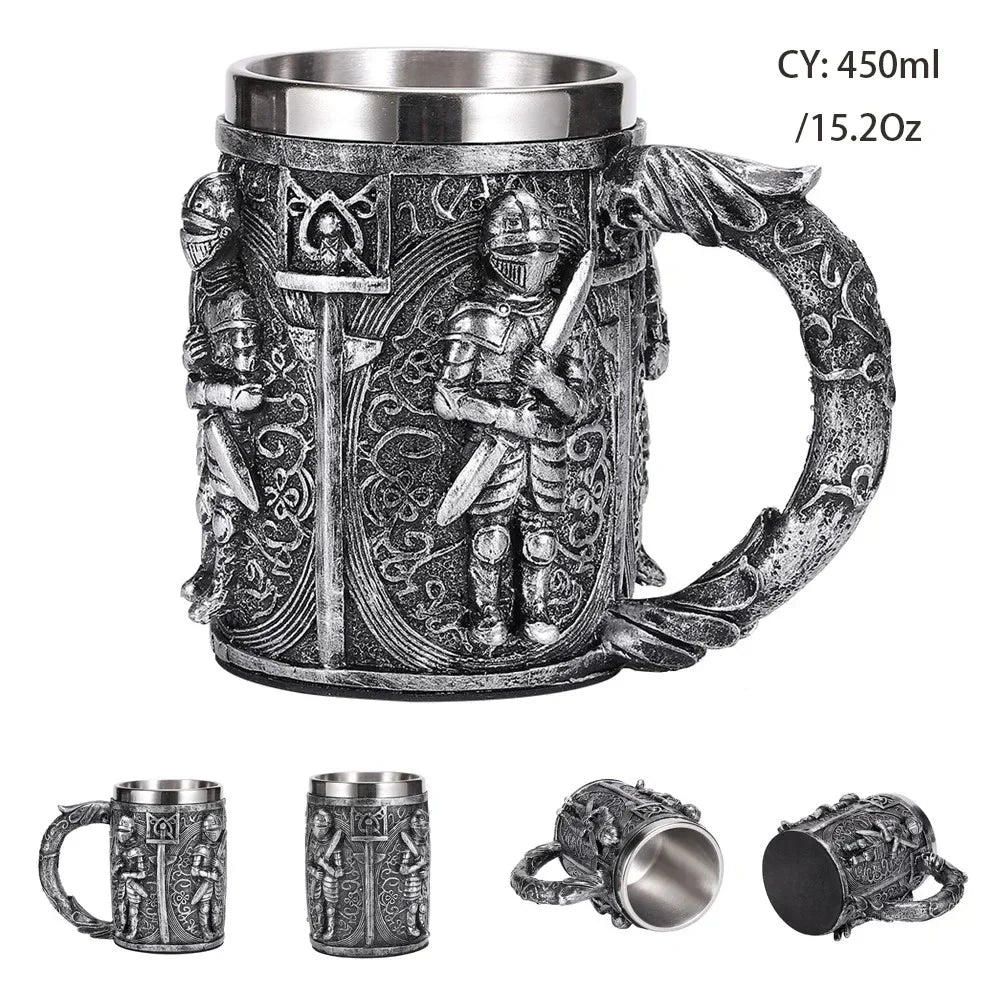 Medieval Dragon Resin Stainless Steel Mug as Coffee Mug or Tea Mug