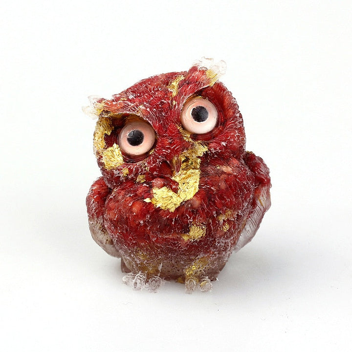 Natural Crystal Owl Figurine: Handmade Collector&