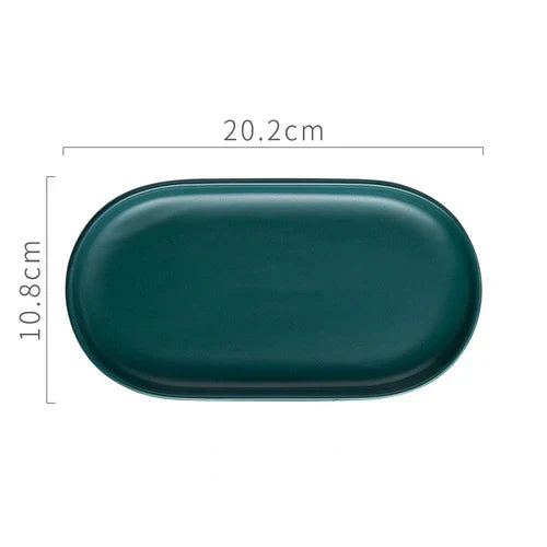 Nordic Ins Ceramic Marble Oval Tray Jewelry Storage Tray Accessories Soap Holder Golden Wave Bathroom Cup Bath Decoration