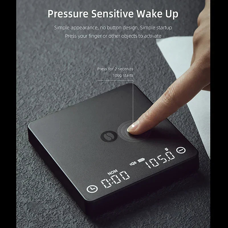SearchPean Tiny/Tiny2s Espresso Coffee Kitchen Scale, Mini Smart Timer, USB, 2 kg/0.1 g/oz/ml, free shipping, gift for man and woman