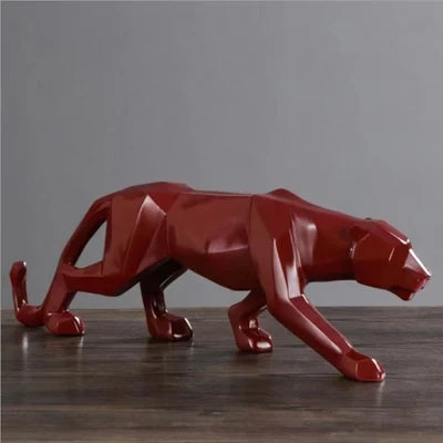 Panther Statue, Animal Figure, Abstract Geometric Style, Resin, Leopard Sculpture, Home Office, Desktop Decoration, Crafts