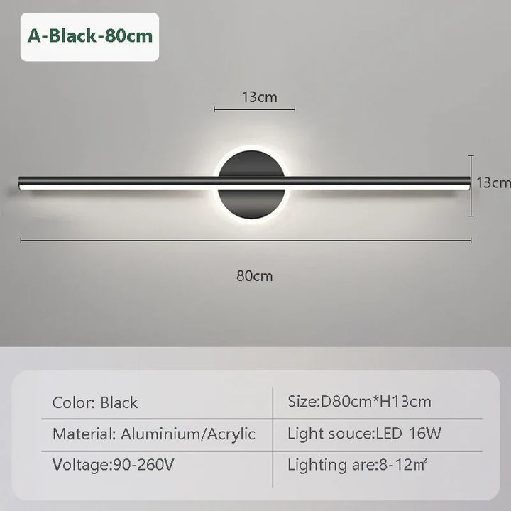 LED Wall Light LineaLux | Black &amp; Gold | 40/60/80 cm | Warm, Cold &amp; Three-colour Light | Modern Mirror &amp; Wall Lighting