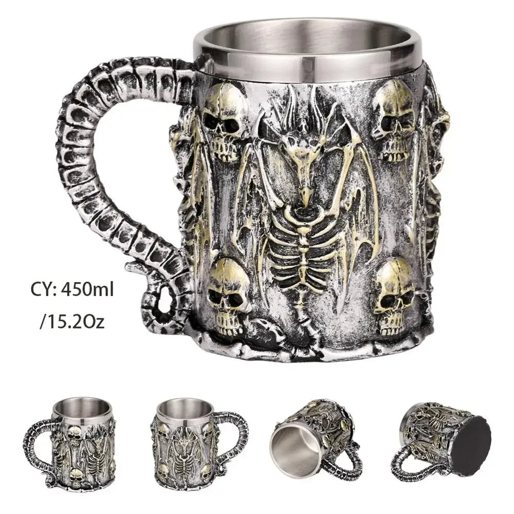 Medieval Dragon Resin Stainless Steel Mug as Coffee Mug or Tea Mug