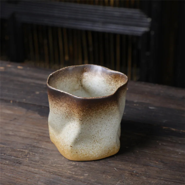 Irregular twisted shape cup 9.47 ounces/280 ml ceramic coffee tea cup without handle polychromatic creative ceramic mugs coffee mugs retro