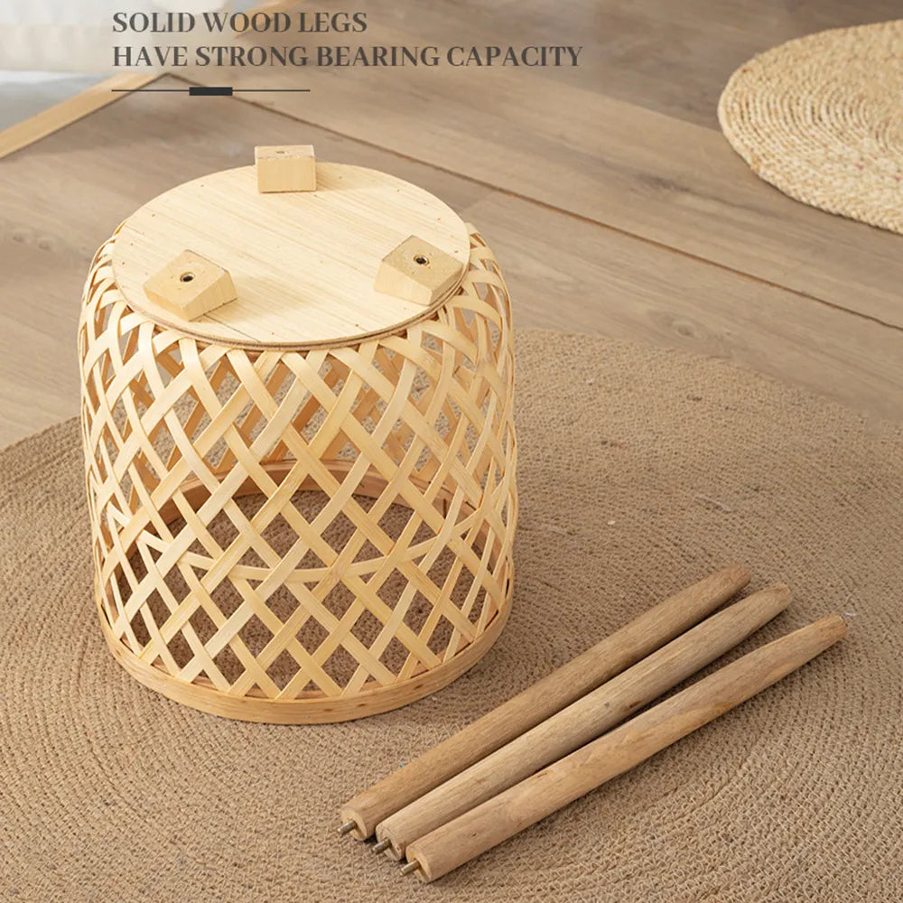 Handcrafted Bamboo Woven Flower Pot with Stand Plant Flower Display Storage Stand DIY Storage Children&