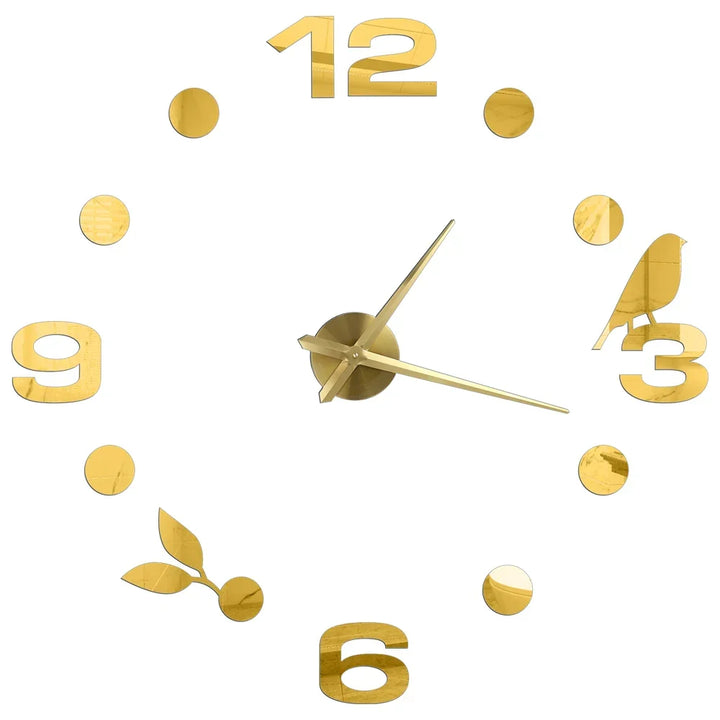 Big Wall Clock DIY 3D Self Adhesive Mirrored Acrylic Wall Clock For Kitchen Dining Room Living Room Creative Home Decor |