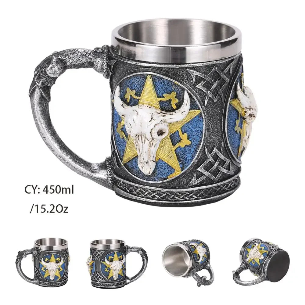 Medieval Dragon Resin Stainless Steel Mug as Coffee Mug or Tea Mug
