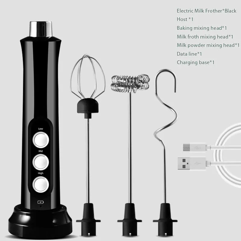 3 In 1 Electric Milk Frother Rechargeable Milk Frother Handheld Frothing Device High Speeds Milk Frother Drink Mixer Coffee