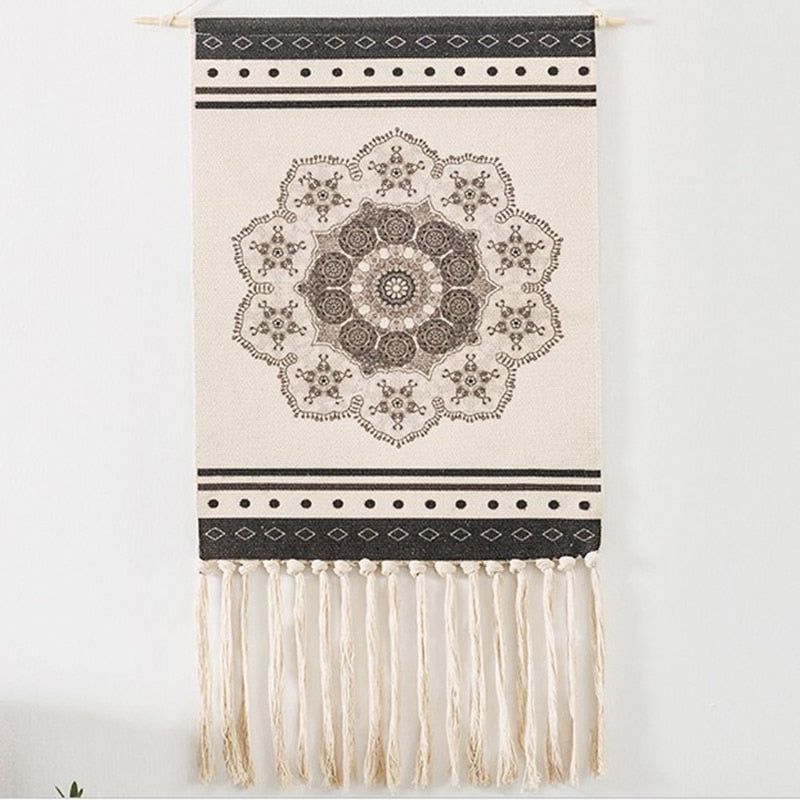 Bohemian Wall Tapestry, Macrame Wall Hanging, Home Decoration, Cotton Linen Tassel, Handcrafted, Woven, Geometric Canvas Art, Background Wall Tapestries