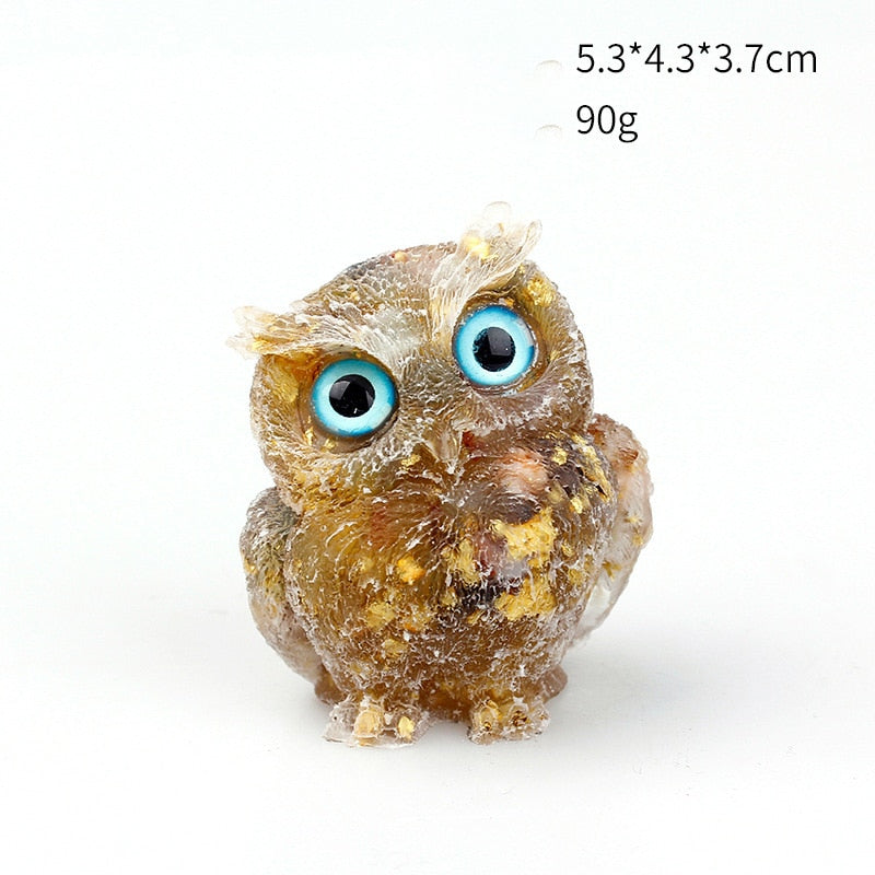 Natural Crystal Owl Figurine: Handmade Collector&