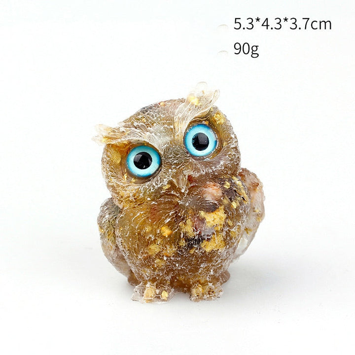 Natural Crystal Owl Figurine: Handmade Collector&