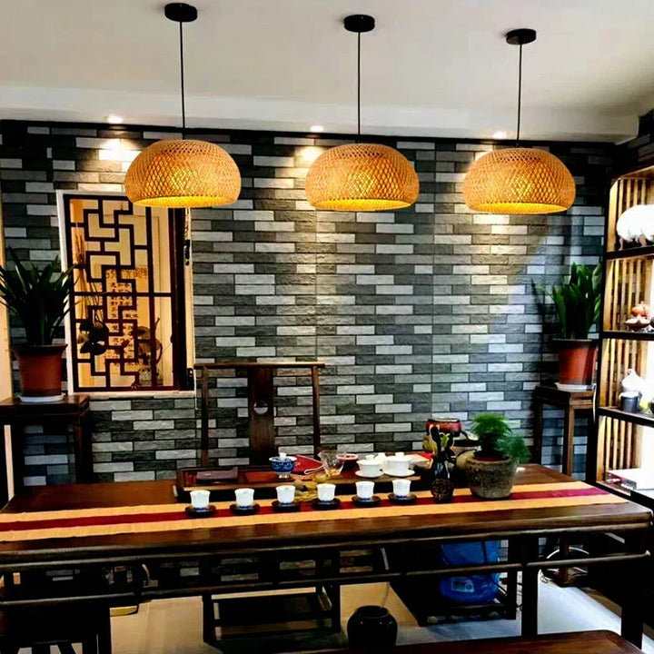 Luxora Handwoven Bamboo Pendant Light - Eco-friendly Ceiling Lamp