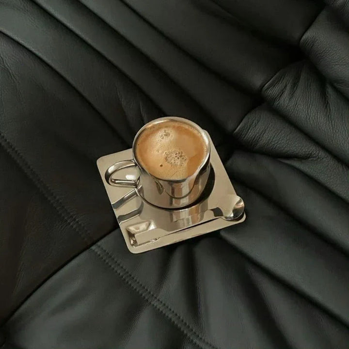 Stainless Steel Coffee Cup and Tray