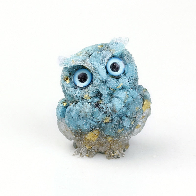 Natural Crystal Owl Figurine: Handmade Collector&