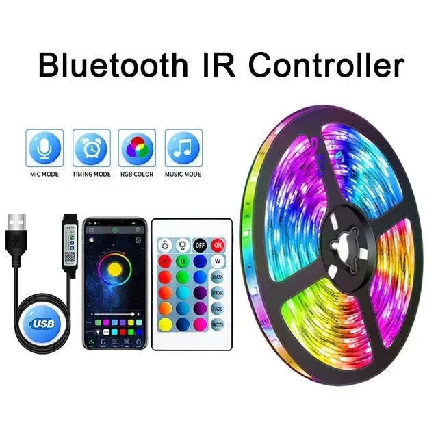 USB RGB LED Strip Lights with App Control for Room &amp; TV Backlighting Decor