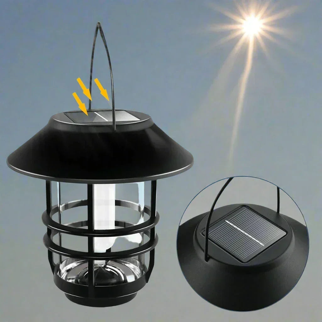 Solar Wireless Waterproof Flickering Sun Flame Lantern Light | - WallLant