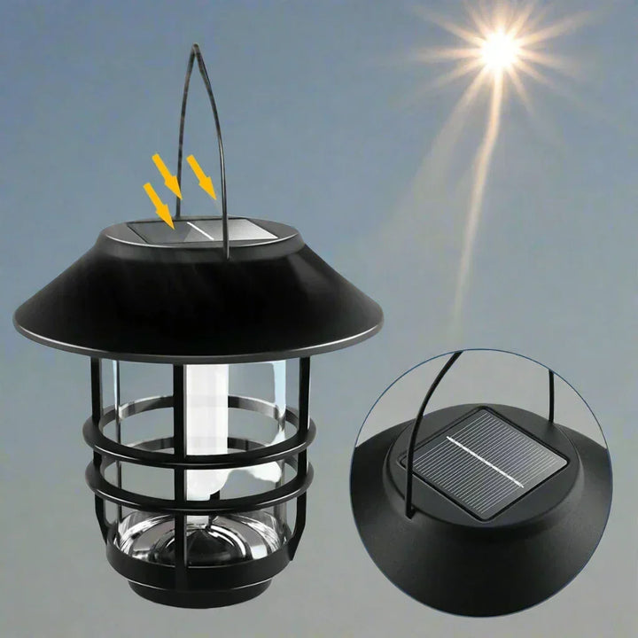 Solar Wireless Waterproof Flickering Sun Flame Lantern Light | - WallLant