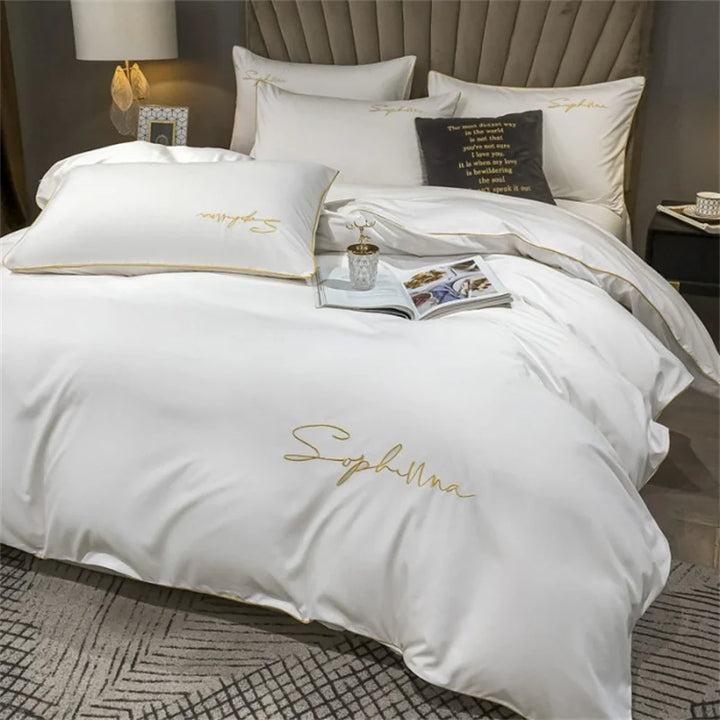 EmbroiLux Bedding - Elegant luxury duvet cover with embroidery design