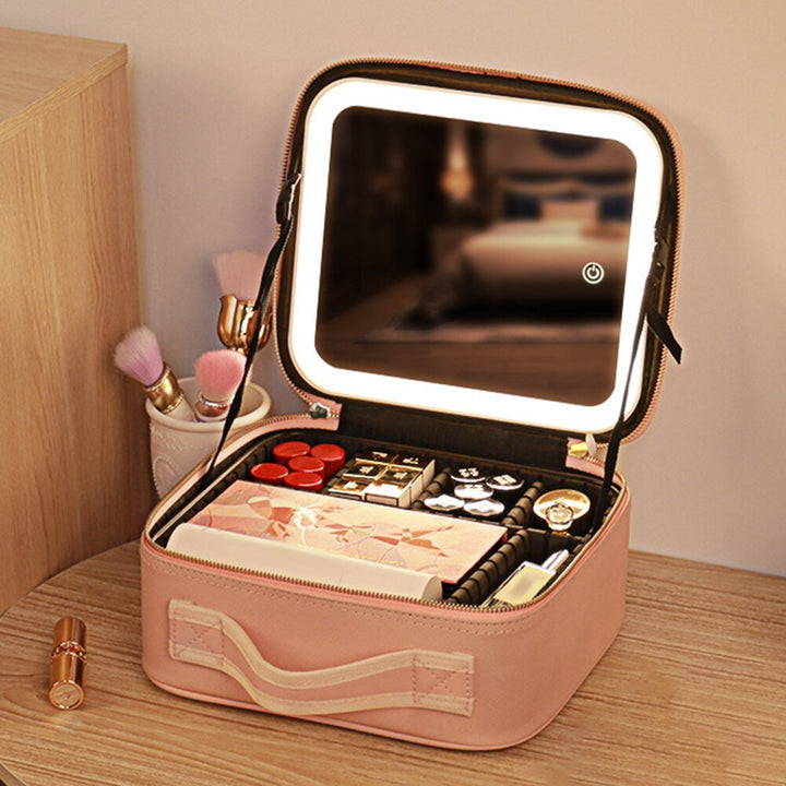 Travel Makeup Case with LED Light &amp; Mirror Portable