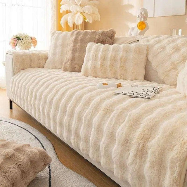 Sofia - Universal Plush Sofa Cover L Shape - Winter Warm Soft |